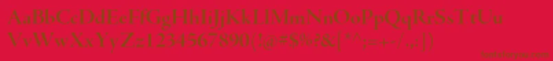 Saiba mais sobre a fonte AjensonproBolddisp Fonte AjensonproBolddisp – fontes marrons em um fundo vermelho