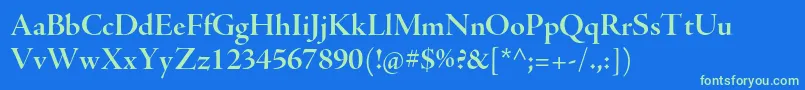AjensonproBolddisp Font – Green Fonts on Blue Background