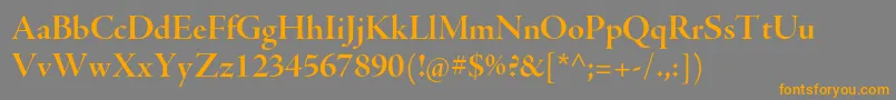 Weitere Informationen zur AjensonproBolddisp-Schriftart AjensonproBolddisp-Schriftart – Orangefarbene Schriften auf grauem Hintergrund