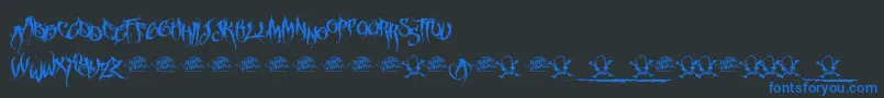 McfFuneraChaotic Font – Blue Fonts on Black Background