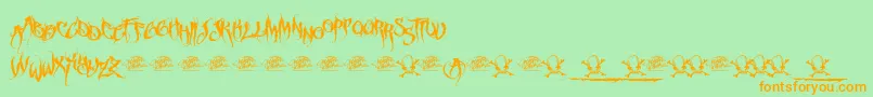 McfFuneraChaotic Font – Orange Fonts on Green Background