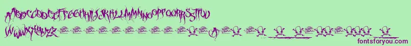 McfFuneraChaotic Font – Purple Fonts on Green Background