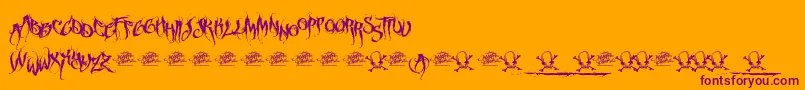 McfFuneraChaotic-Schriftart – Violette Schriften auf orangefarbenem Hintergrund