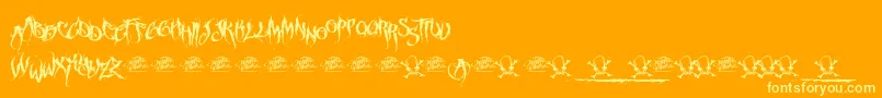 McfFuneraChaotic Font – Yellow Fonts on Orange Background