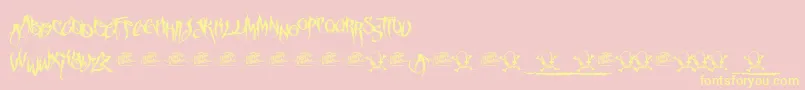 More about McfFuneraChaotic Font McfFuneraChaotic Font – Yellow Fonts on Pink Background