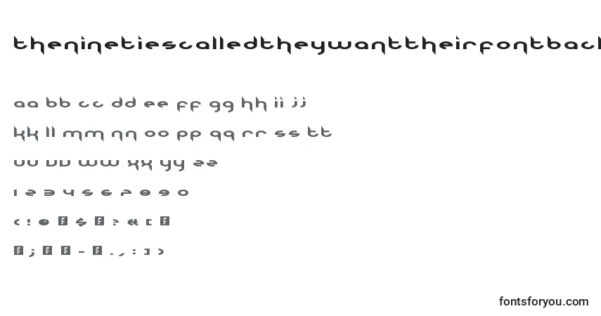 Czcionka TheNinetiesCalledTheyWantTheirFontBack – alfabet, cyfry, specjalne znaki