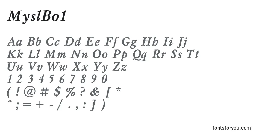 Czcionka MyslBo1 – alfabet, cyfry, specjalne znaki