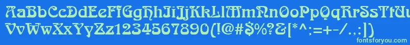 Czcionka AralgishNormal – zielone czcionki na niebieskim tle