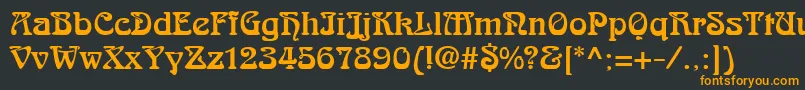 フォントAralgishNormal – 黒い背景にオレンジの文字