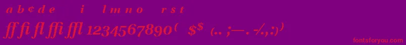 Fonte UtopiaExpertSemiboldItalic – fontes vermelhas em um fundo violeta