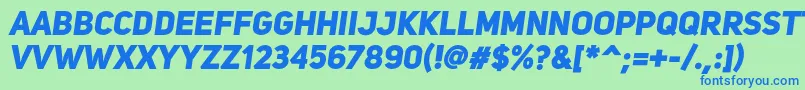 UniSansHeavyItalic-fontti – siniset fontit vihreällä taustalla