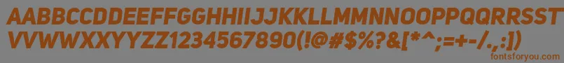 UniSansHeavyItalic-fontti – ruskeat fontit harmaalla taustalla