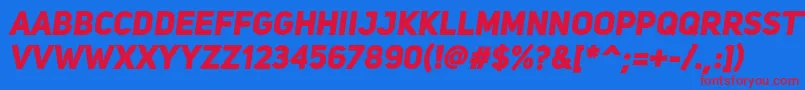 UniSansHeavyItalic Font – Red Fonts on Blue Background