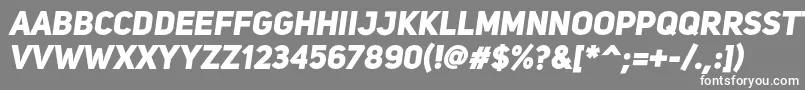 UniSansHeavyItalic-fontti – valkoiset fontit harmaalla taustalla