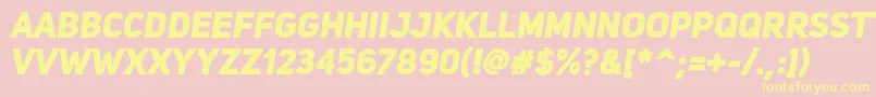 UniSansHeavyItalic-Schriftart – Gelbe Schriften auf rosa Hintergrund