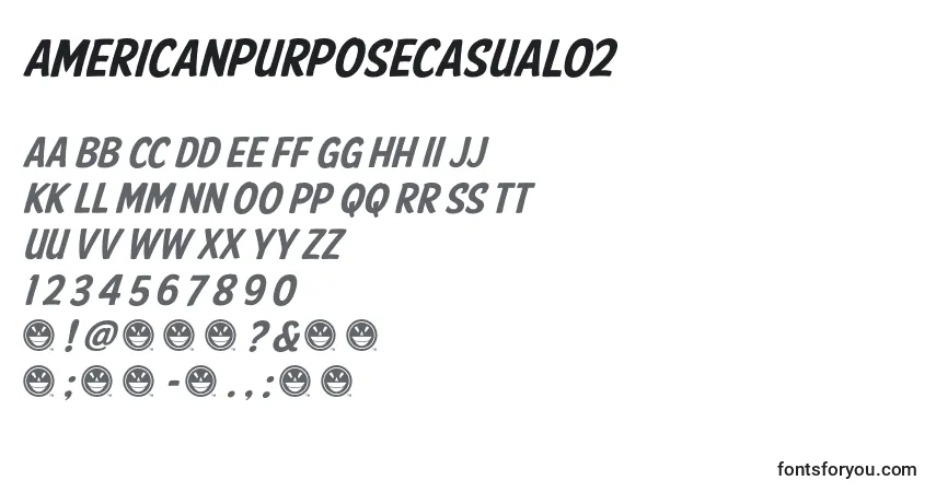 AmericanPurposeCasual02フォント–アルファベット、数字、特殊文字