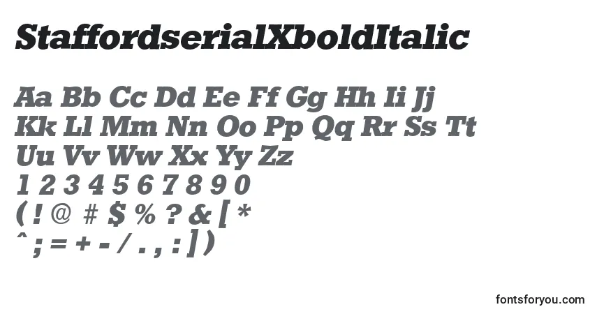 Шрифт StaffordserialXboldItalic – алфавит, цифры, специальные символы