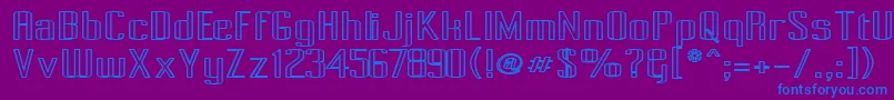 PecotOutlineBold-Schriftart – Blaue Schriften auf violettem Hintergrund