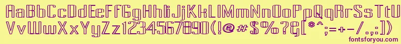 Czcionka PecotOutlineBold – fioletowe czcionki na żółtym tle