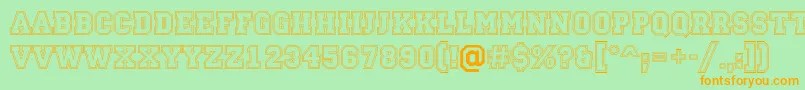 Campu13 Font – Orange Fonts on Green Background