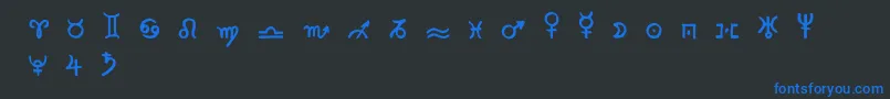 フォントZodiac2 – 黒い背景に青い文字