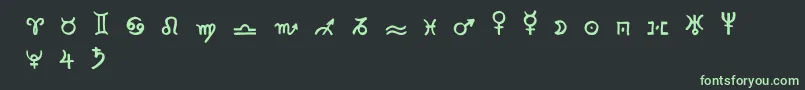 Zodiac2-fontti – vihreät fontit mustalla taustalla