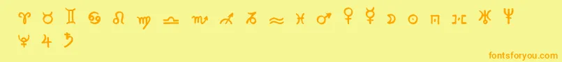 Weitere Informationen zur Zodiac2-Schriftart Zodiac2-Schriftart – Orangefarbene Schriften auf gelbem Hintergrund