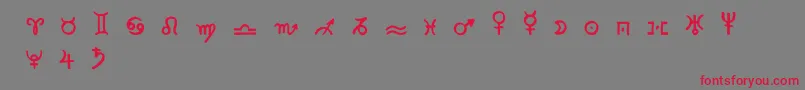 Zodiac2-Schriftart – Rote Schriften auf grauem Hintergrund