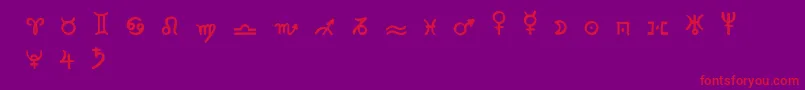 Zodiac2-Schriftart – Rote Schriften auf violettem Hintergrund