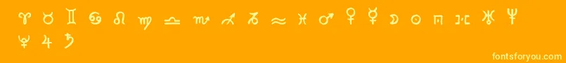 Zodiac2-fontti – keltaiset fontit oranssilla taustalla