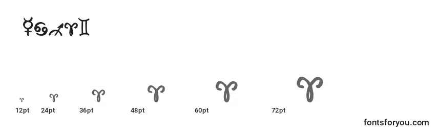 Размеры шрифта Zodiac2
