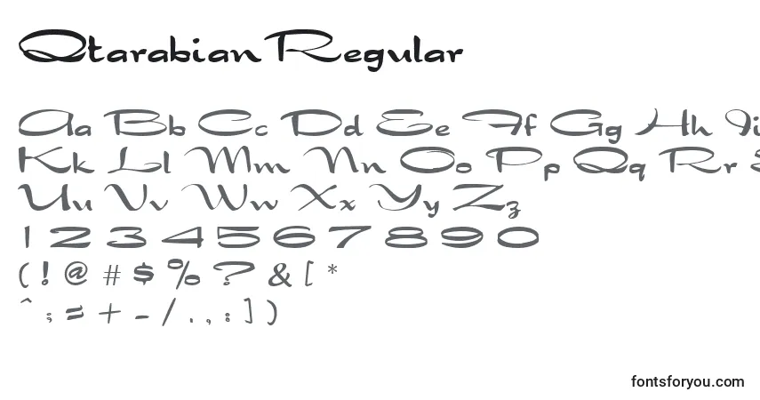 A fonte QtarabianRegular – alfabeto, números, caracteres especiais