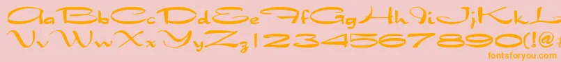 QtarabianRegular-Schriftart – Orangefarbene Schriften auf rosa Hintergrund