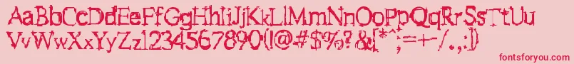 F Stein -Schriftart – Rote Schriften auf rosa Hintergrund