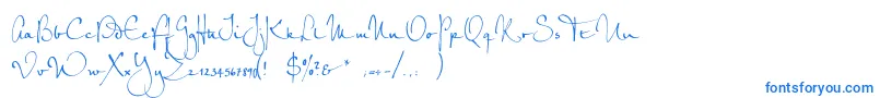 フォントPetrascriptefRegular – 白い背景に青い文字