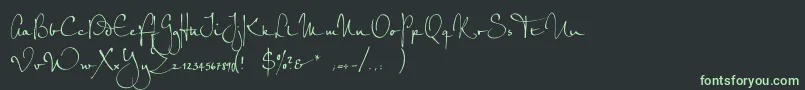 フォントPetrascriptefRegular – 黒い背景に緑の文字