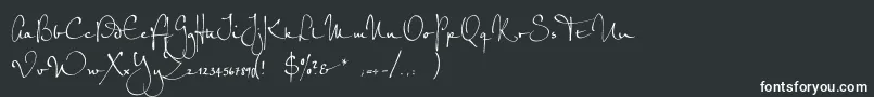 フォントPetrascriptefRegular – 黒い背景に白い文字