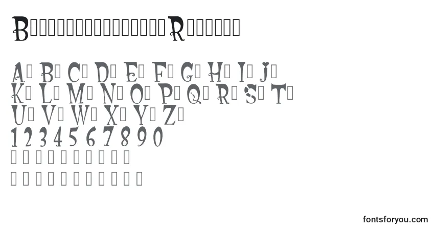 A fonte BacktowonderlandRegular (54624) – alfabeto, números, caracteres especiais