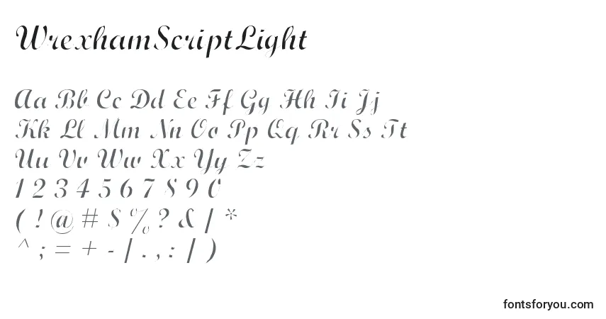 WrexhamScriptLight-fontti – aakkoset, numerot, erikoismerkit