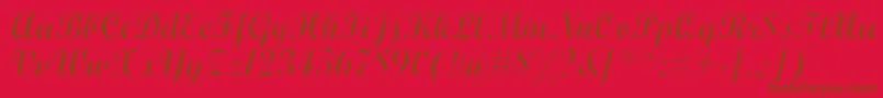 Saiba mais sobre a fonte WrexhamScriptLight Fonte WrexhamScriptLight – fontes marrons em um fundo vermelho