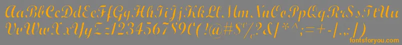フォントWrexhamScriptLight – オレンジの文字は灰色の背景にあります。