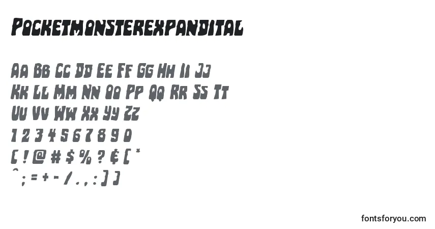 Czcionka Pocketmonsterexpandital – alfabet, cyfry, specjalne znaki