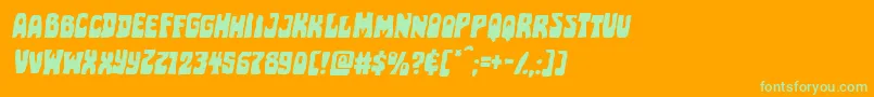 Шрифт Pocketmonsterexpandital – зелёные шрифты на оранжевом фоне