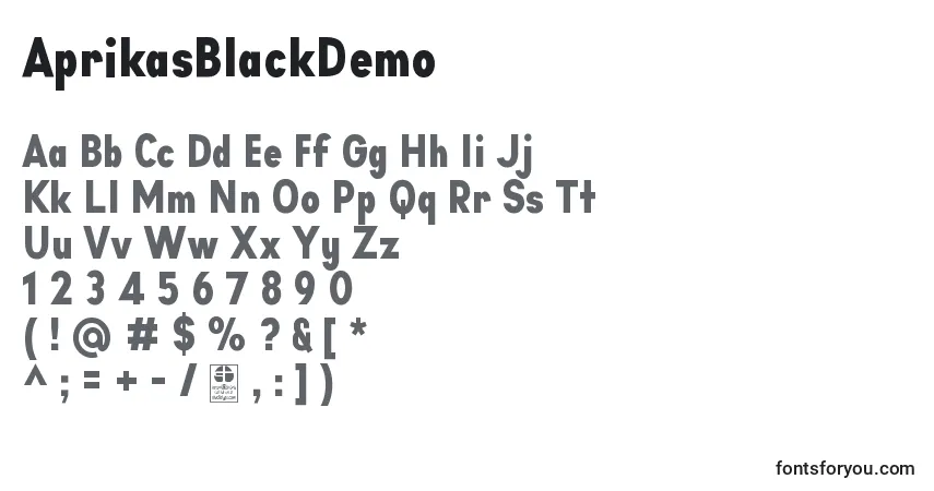 Schriftart AprikasBlackDemo – Alphabet, Zahlen, spezielle Symbole