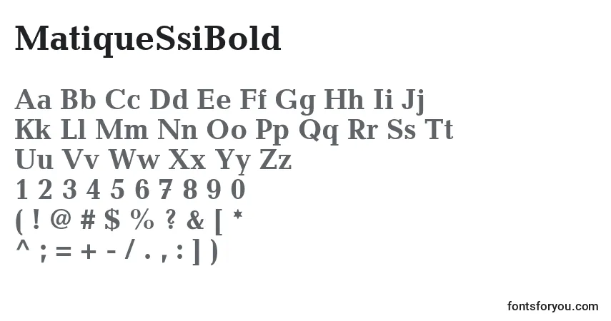 Шрифт MatiqueSsiBold – алфавит, цифры, специальные символы