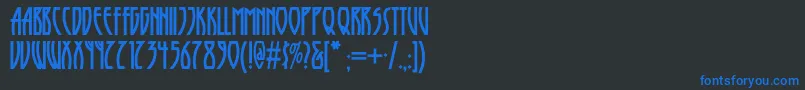 Шрифт Runytunesrevisitednf – синие шрифты на чёрном фоне