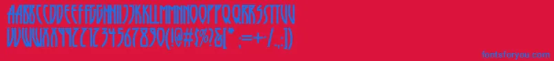 Шрифт Runytunesrevisitednf – синие шрифты на красном фоне