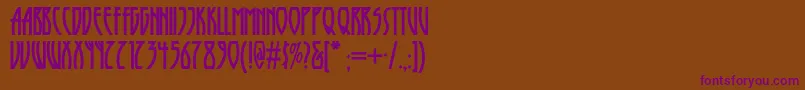 Runytunesrevisitednf-fontti – violetit fontit ruskealla taustalla