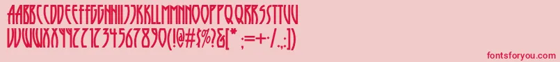 Runytunesrevisitednf-fontti – punaiset fontit vaaleanpunaisella taustalla