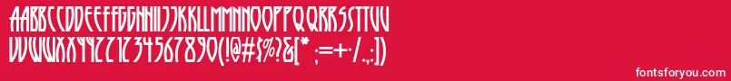 Шрифт Runytunesrevisitednf – белые шрифты на красном фоне